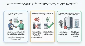 نکات ایمنی و قانونی نصب سیستم تقویت کننده آنتن موبایل در مشاعات ساختمان